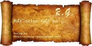 Röszler Géza névjegykártya